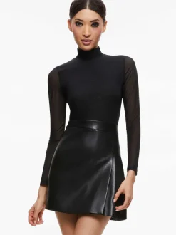 Alice and Olivia Chara Vegan Leather Mini Dress-Women Dresses