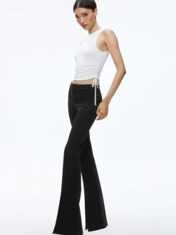 Alice and Olivia Chrissy Crewneck Ruched Crop Top-Women Tops