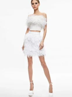 Alice and Olivia Cina Feather Mini Skirt-Women Skirts