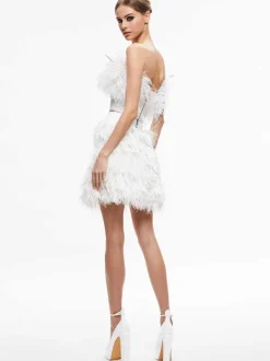 Alice and Olivia Cina Feather Mini Skirt-Women Skirts