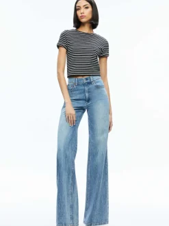 Alice and Olivia Cindy Classic Cropped Tee-Women Tops