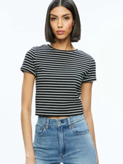 Alice and Olivia Cindy Classic Cropped Tee-Women Tops