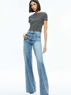 Alice and Olivia Cindy Classic Cropped Tee-Women Tops