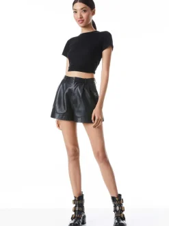 Alice and Olivia Cindy Classic Cropped Tee-Women Tops