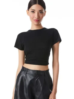 Alice and Olivia Cindy Classic Cropped Tee-Women Tops