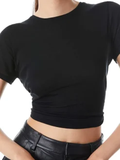 Alice and Olivia Cindy Classic Cropped Tee-Women Tops