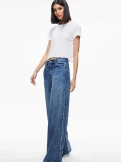 Alice and Olivia Cindy Classic Cropped Tee-Women Tops