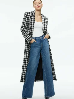 Alice and Olivia Colley Long Tweed Coat-Women Jackets + Coats