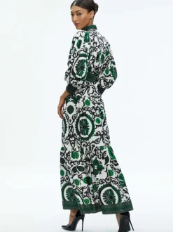 Alice and Olivia Cora Volume Tiered Shirt Dress-Women Dresses