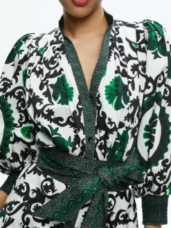 Alice and Olivia Cora Volume Tiered Shirt Dress-Women Dresses