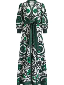 Alice and Olivia Cora Volume Tiered Shirt Dress-Women Dresses