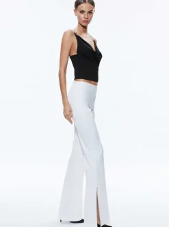 Alice and Olivia Coral Crystal Strap Cowl Neck Top-Women Tops