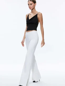 Alice and Olivia Coral Crystal Strap Cowl Neck Top-Women Tops