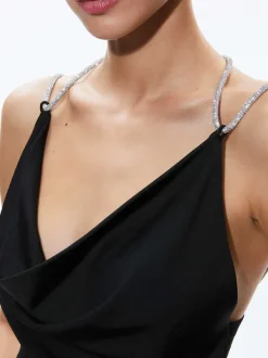 Alice and Olivia Coral Crystal Strap Cowl Neck Top-Women Tops