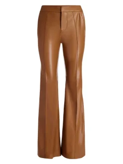 Alice and Olivia Danette Vegan Leather Split Hem Trousers-Women Pants