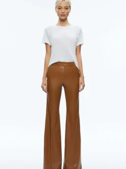 Alice and Olivia Danette Vegan Leather Split Hem Trousers-Women Pants