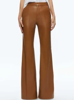 Alice and Olivia Danette Vegan Leather Split Hem Trousers-Women Pants
