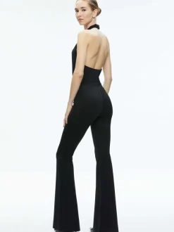 Alice and Olivia Dani Halter Deep Cowl Neck Bodysuit-Women Tops