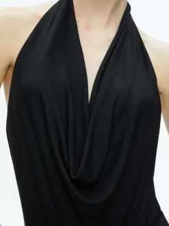 Alice and Olivia Dani Halter Deep Cowl Neck Bodysuit-Women Tops