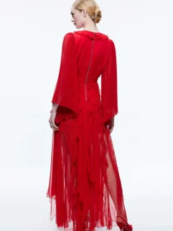 Alice and Olivia Day Sunburst Sleeve Maxi Dress-Women Dresses