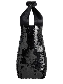 Alice and Olivia Dedra Embellished Twist Neck Mini Dress-Women Dresses