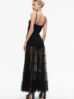 Alice and Olivia Deena Pleated Maxi Dress With Hot Pant-Women Dresses