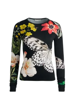 Alice and Olivia Delaina Long Sleeve Crop Top-Women Tops