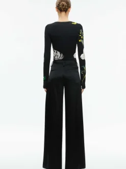 Alice and Olivia Delaina Long Sleeve Crop Top-Women Tops