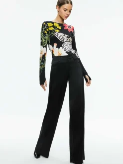 Alice and Olivia Delaina Long Sleeve Crop Top-Women Tops