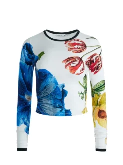 Alice and Olivia Delaina Long Sleeve Cropped Top-Women Tops