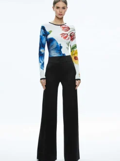 Alice and Olivia Delaina Long Sleeve Cropped Top-Women Tops