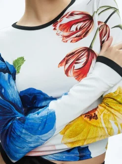 Alice and Olivia Delaina Long Sleeve Cropped Top-Women Tops