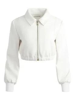Alice and Olivia Della Cropped Vegan Leather Jacket-Women Jackets + Coats