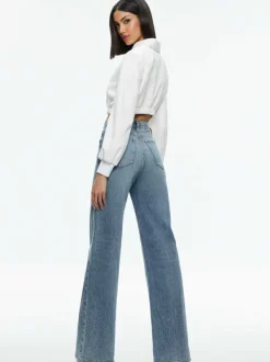 Alice and Olivia Della Cropped Vegan Leather Jacket-Women Jackets + Coats