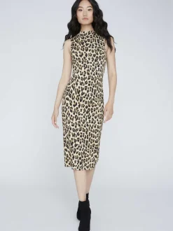 Alice and Olivia Delora Fitted Mock Neck Dress-Women Dresses