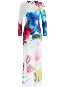 Alice and Olivia Delora Long Sleeve Crew Neck Maxi Dress-Women Dresses