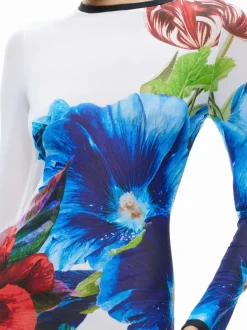 Alice and Olivia Delora Long Sleeve Crew Neck Maxi Dress-Women Dresses