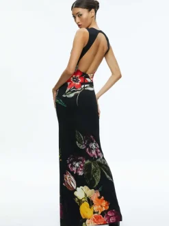 Alice and Olivia Delora Open Back Maxi Dress-Women Dresses