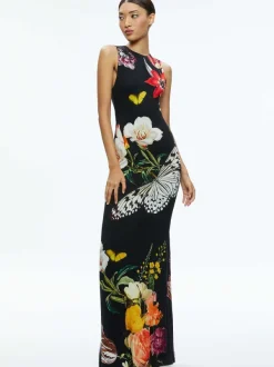 Alice and Olivia Delora Open Back Maxi Dress-Women Dresses