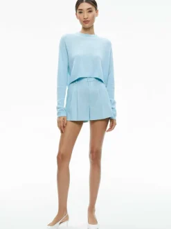 Alice and Olivia Denny Notch Collar Boyfriend Plazer + Conry Pleated Short-Women Matching Sets