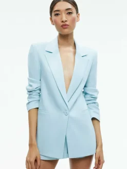 Alice and Olivia Denny Notch Collar Boyfriend Plazer + Conry Pleated Short-Women Matching Sets