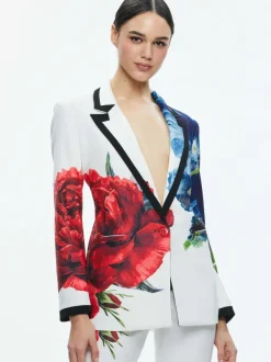 Alice and Olivia Denny Notch Collar Boyfriend Blazer-Women Jackets + Coats