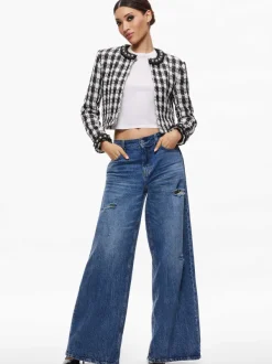 Alice and Olivia Deon Two-Fer Tweed Jacket-Women Jackets + Coats