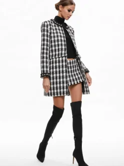 Alice and Olivia Deon Two-Fer Tweed Jacket + Mace Tweed Mini Skort-Women Matching Sets