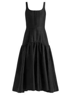 Alice and Olivia Diana Sleeveless Structured Midi Dress-Women Dresses