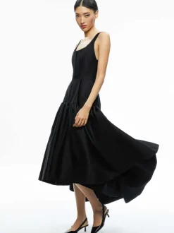 Alice and Olivia Diana Sleeveless Structured Midi Dress-Women Dresses