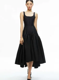 Alice and Olivia Diana Sleeveless Structured Midi Dress-Women Dresses