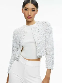 Alice and Olivia Domenica Embellished Mini Gown + Lorna Embellished Cropped Jacket-Women Matching Sets
