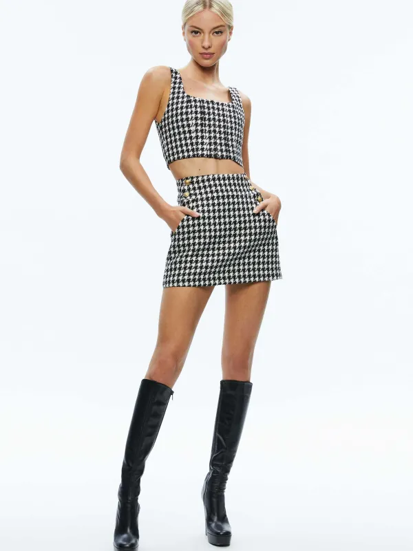 Alice and Olivia Donald Side Button Skirt-Women Skirts