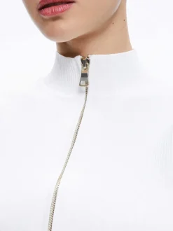 Alice and Olivia Dorris Ribbed Zip Up Cardigan-Women Sweaters